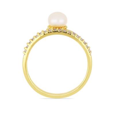 BUY UNIQUE WHITE FRESHWATER PEARL GEMSTONE BRASS  RING